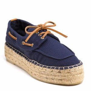 TORY BURCH Blanton Espadrille Boat Shoe Canvas 6 J